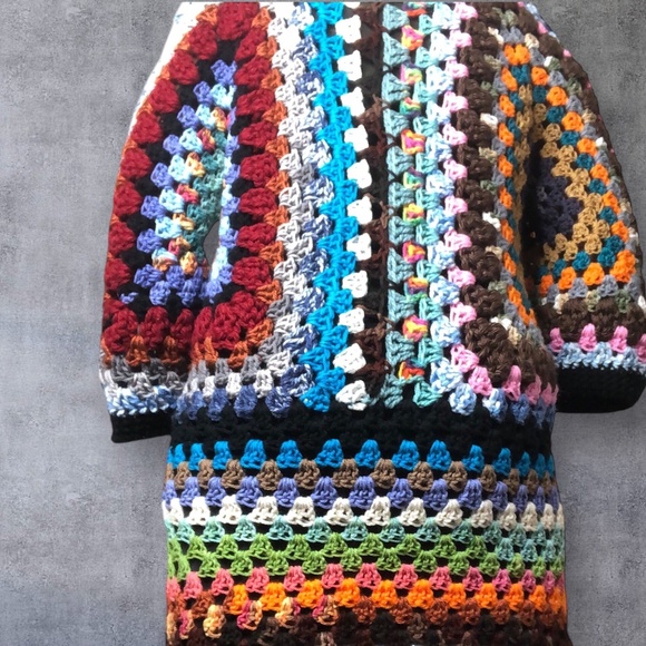 AMARA Bohemian Oversized Crochet Sweater Dress-Chunky Knit Kaleidoscope of Color - Picture 15 of 16